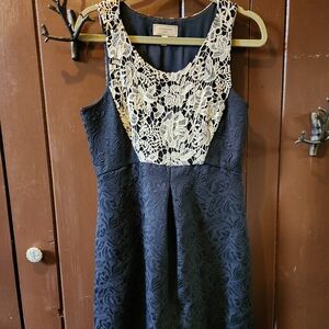Moulinette Soeurs Black and Cream Mini Dress